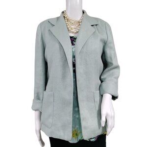 Linda Allard Ellen Tracey Vintage Light Sage Linen Open-Front Blazer 10